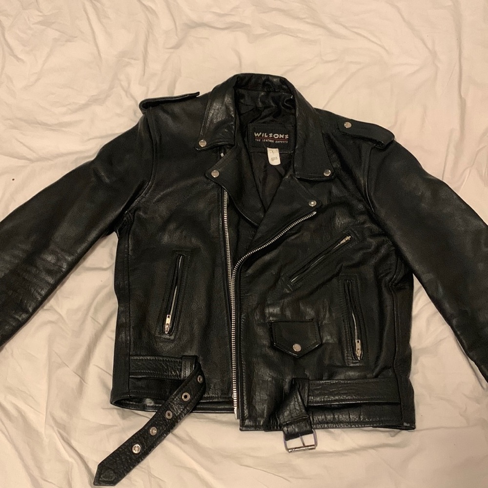 WILSON LEATHER MOTORCYCLE BIKER JACKET SZ L